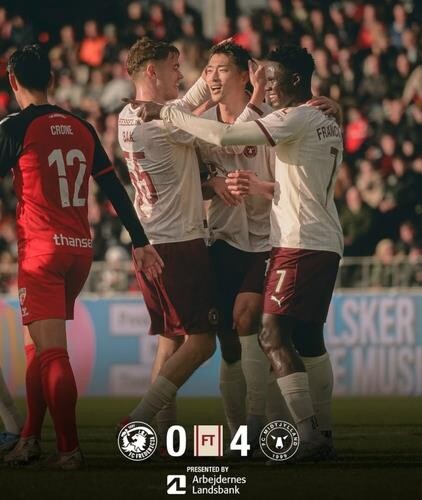 조규성, 덴마크 리그 라운드 베스트11 선정